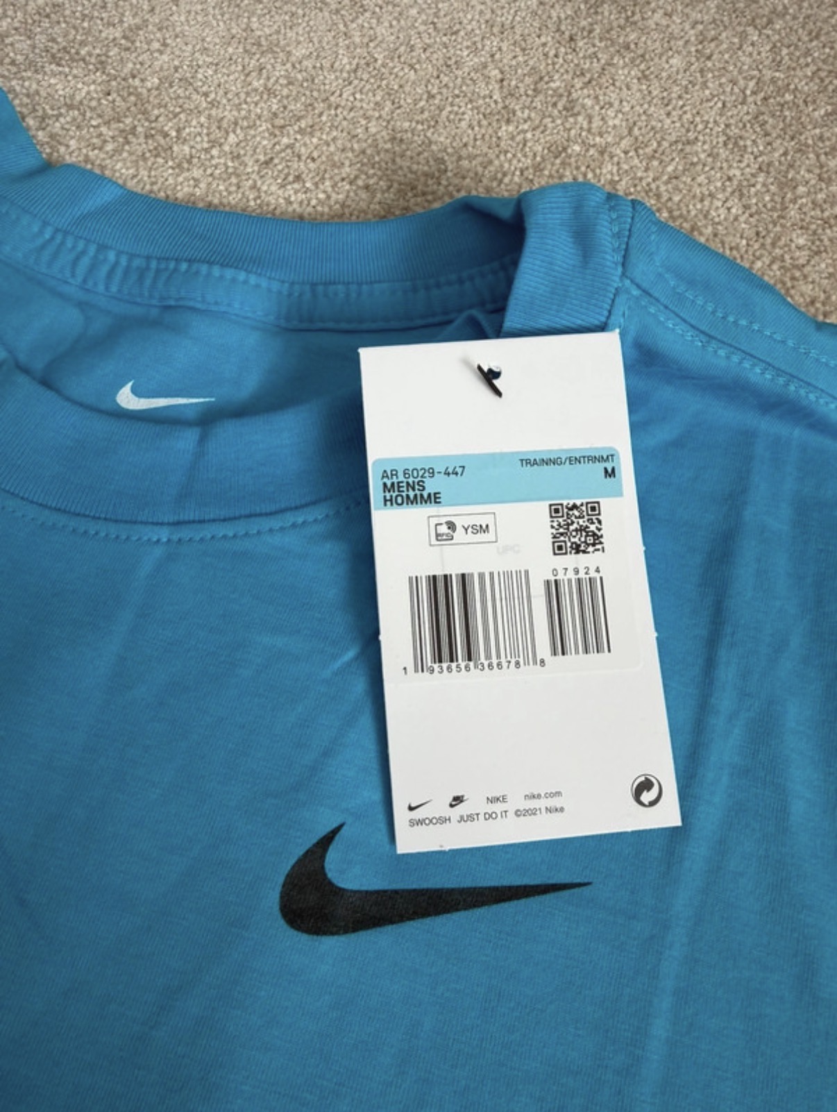 Nike Dri-FIT Men's Blue Crew Neck T-Shirt Size M AR6029-447