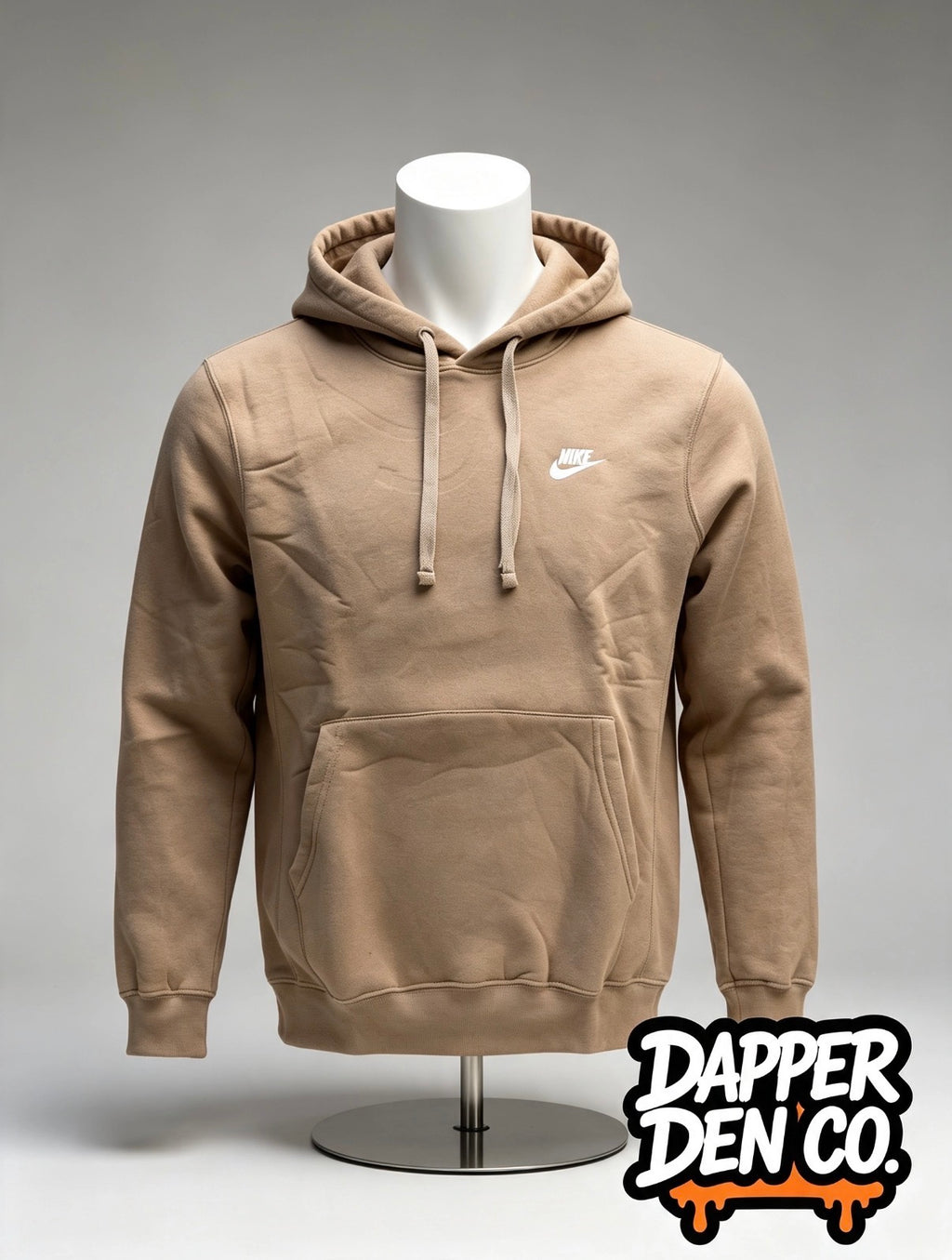 Nike Men's Sportswear Beige Pullover Fleece Hoodie Embroidered Logo L BV2654