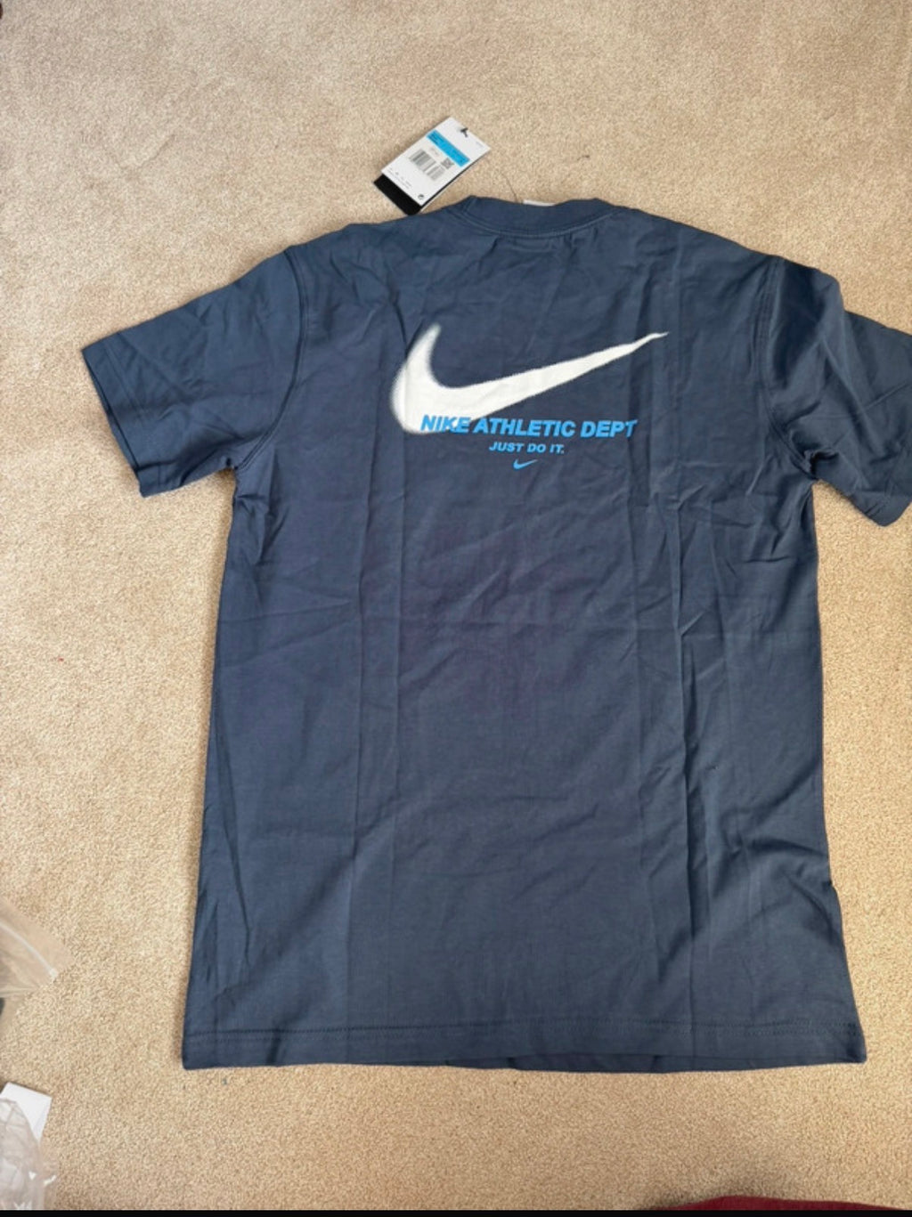 Nike Men’s Blue Athletic Dept Just Do It Logo Graphic Crew Neck T-Shirt M