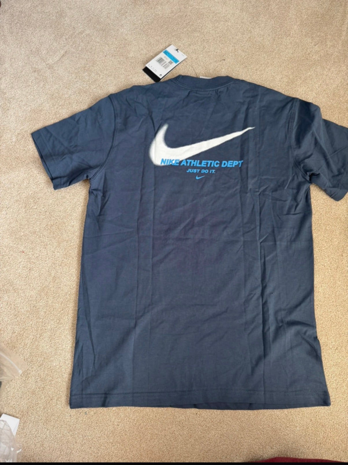 Nike Men’s Blue Athletic Dept Just Do It Logo Graphic Crew Neck T-Shirt M