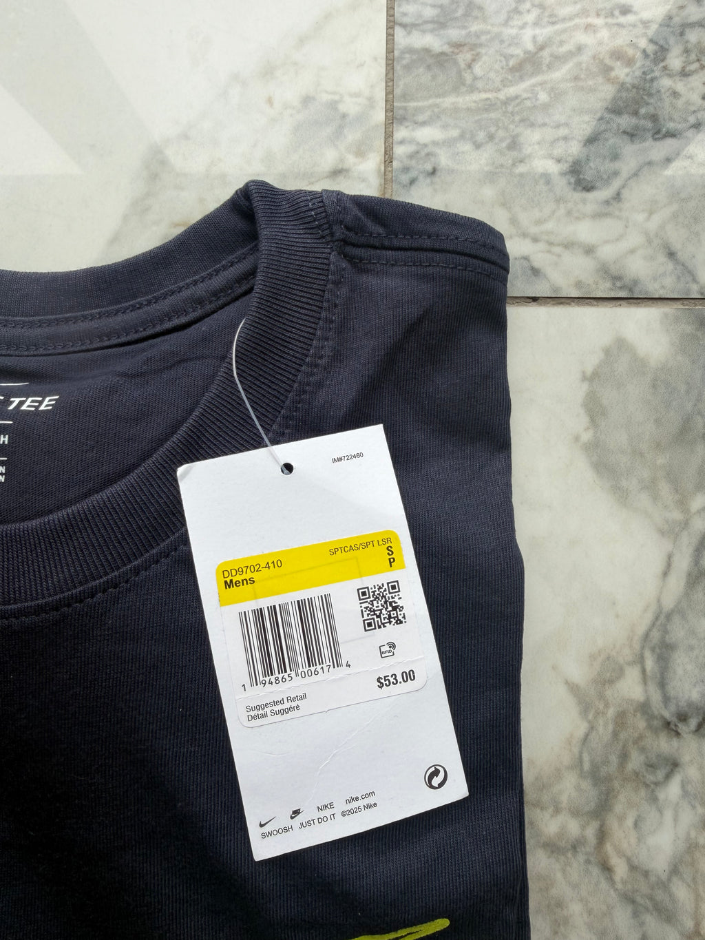 Nike Air Men’s Navy Logo Graphic Print Crew Neck Short Sleeve T-Shirt S