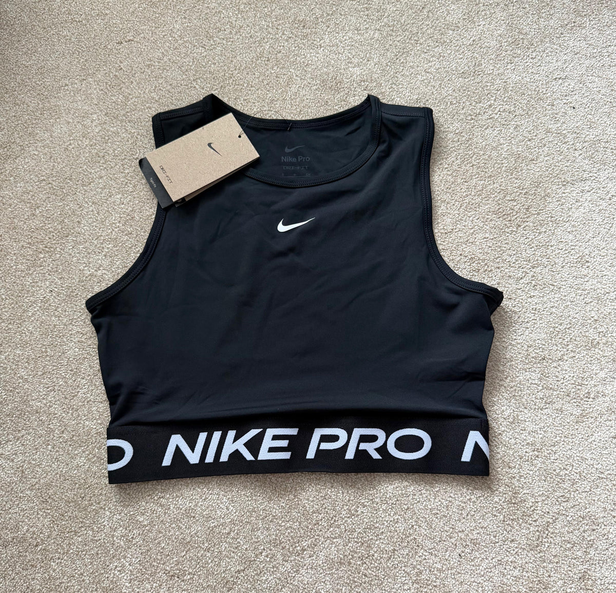 Nike Pro Dri-FIT Women's Crop Top & Full Length Nike Pro Leggings Black Size S