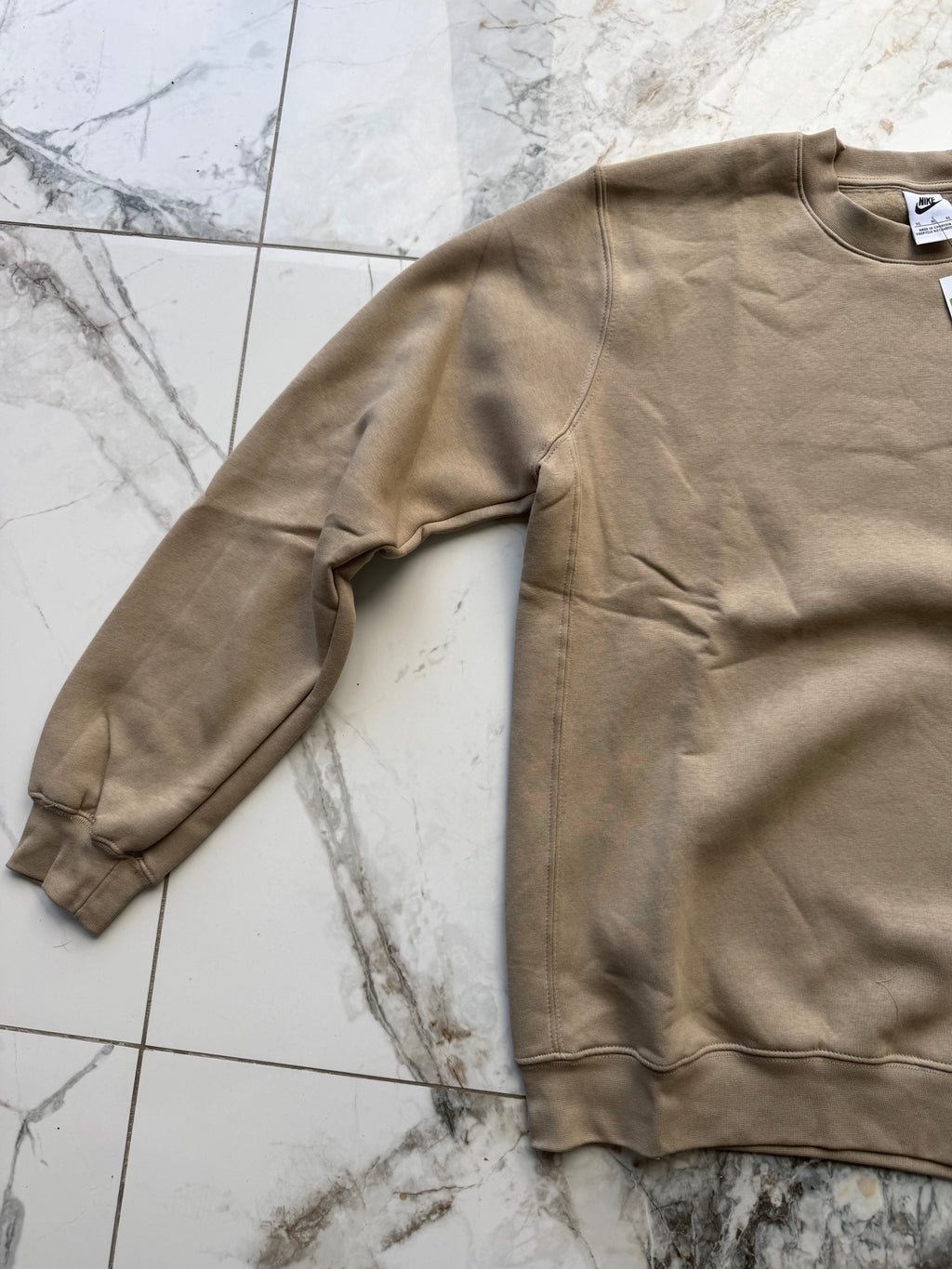 Nike Men's Beige Crew Neck Fleece Sweatshirt Logo XL BV2662-247