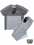 Montirex Logo Men's BOYS 2pc T-Shirt & Track Pants Set Breathable Grey XS XLB