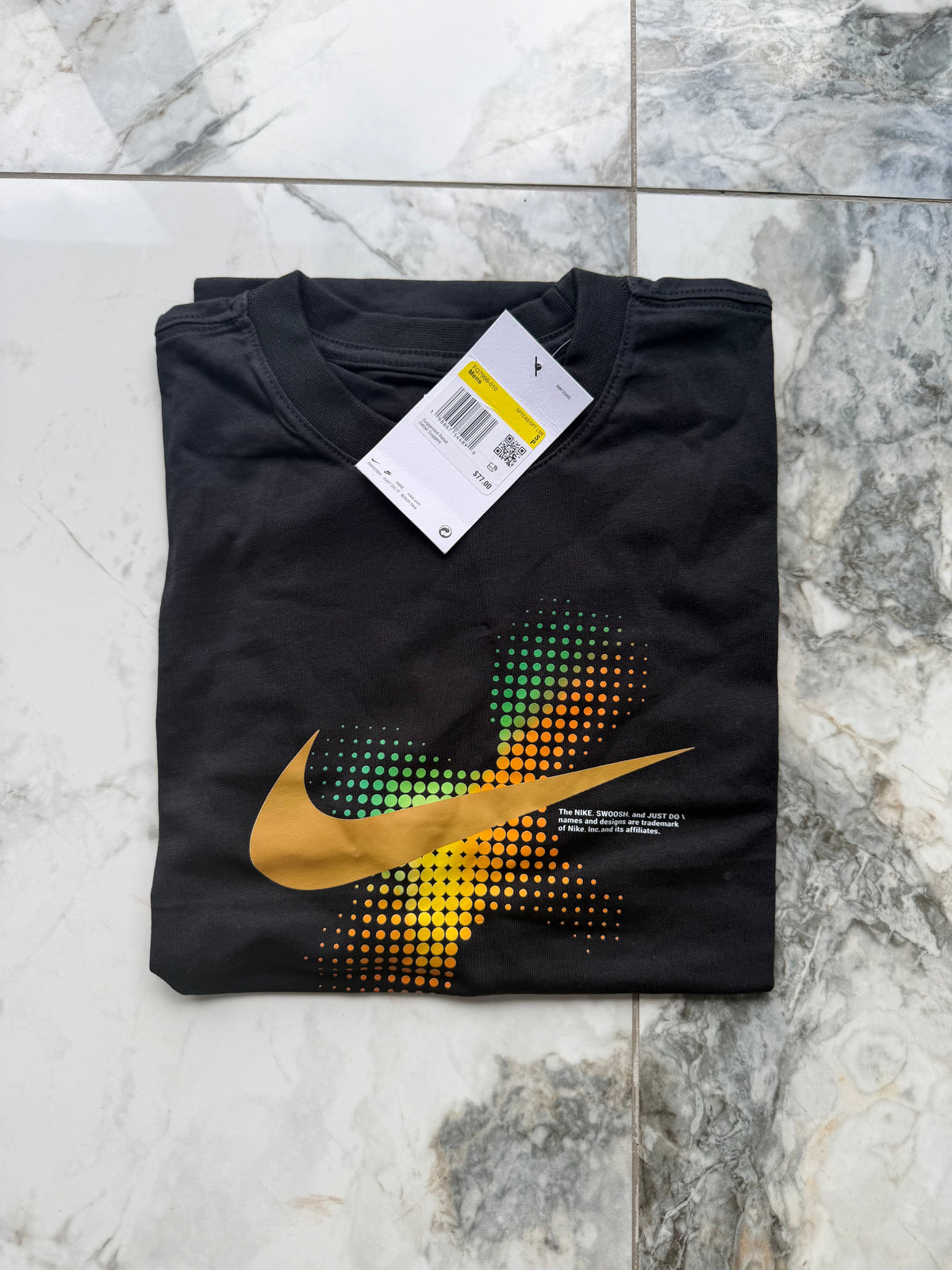 Nike Men’s Black Logo Graphic Print Crew Neck Short Sleeve T-Shirt S FQ7998-010