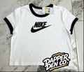 Nike Women’s The Nike Tee White/Black Logo Crew Neck Cotton Jersey T-Shirt S