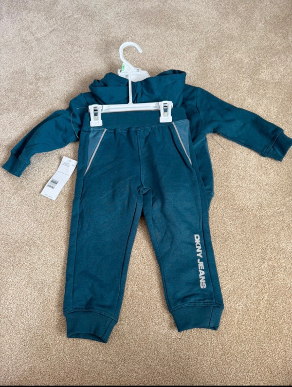 DKNY Jeans 2pc Fleece Logo Hoodie & Joggers Set Blue 12-18 Months
