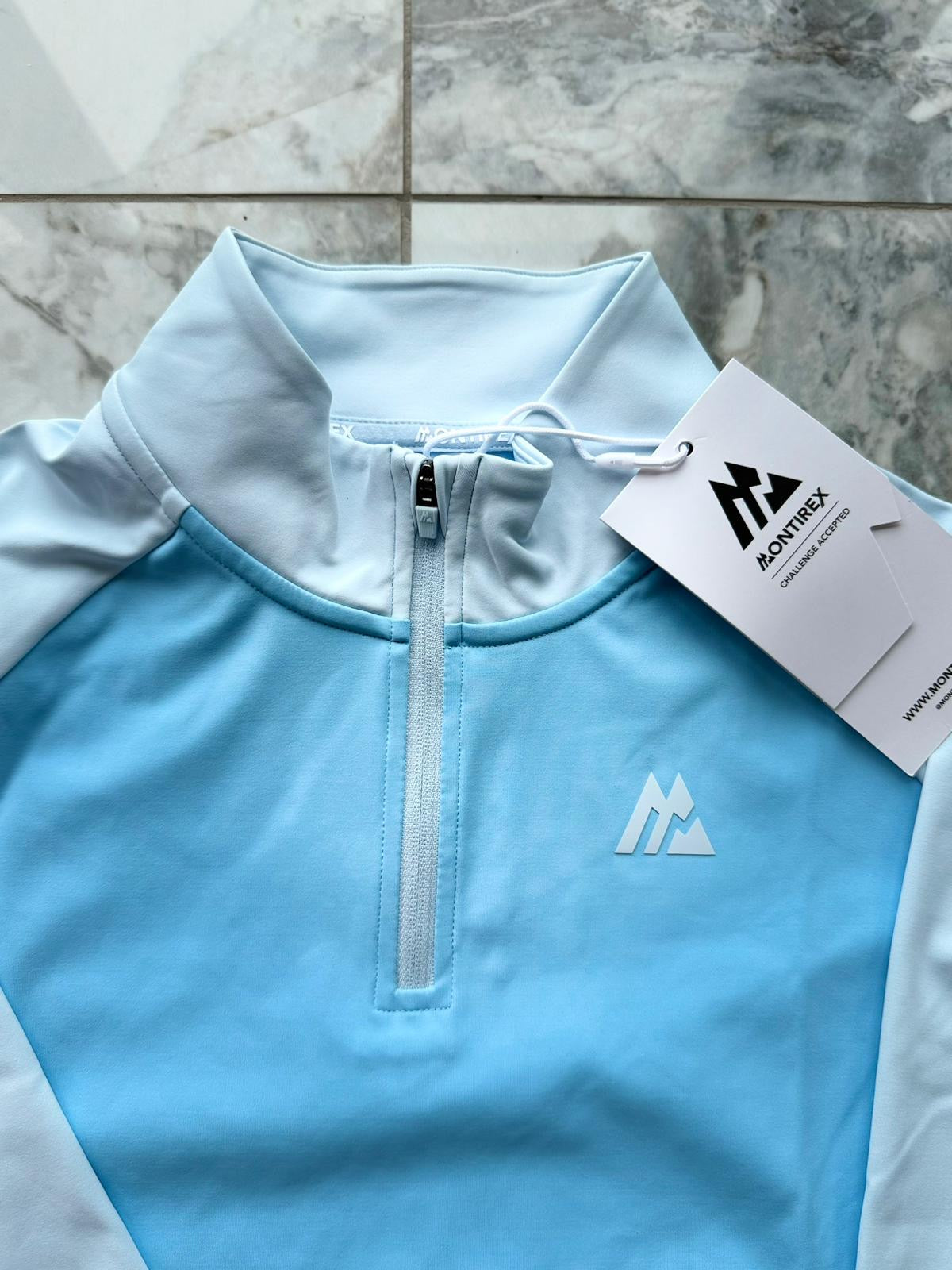 Montirex girls 1/4 Zip Collared Colourblock Activewear Top Blue Size L