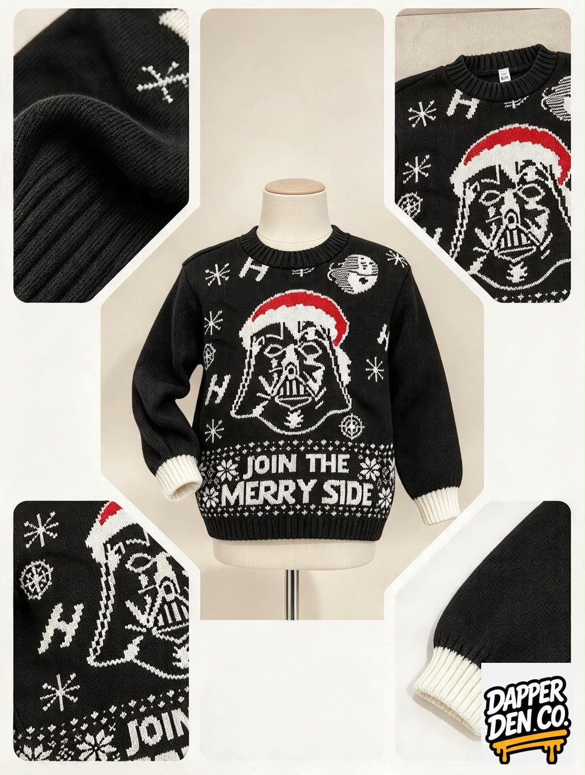 Star Wars Darth Vader Christmas Knit Jumper Black 9-10Y Unisex Long Sleeve