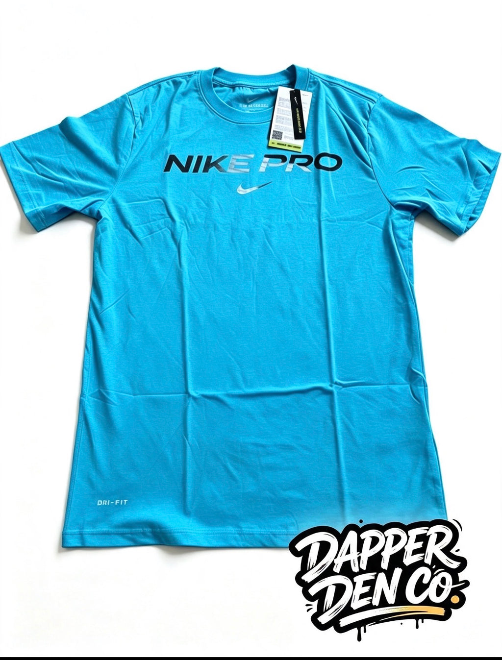 Nike Pro Dri-FIT Men's Blue Cotton Logo Crew Neck T-Shirt Size M