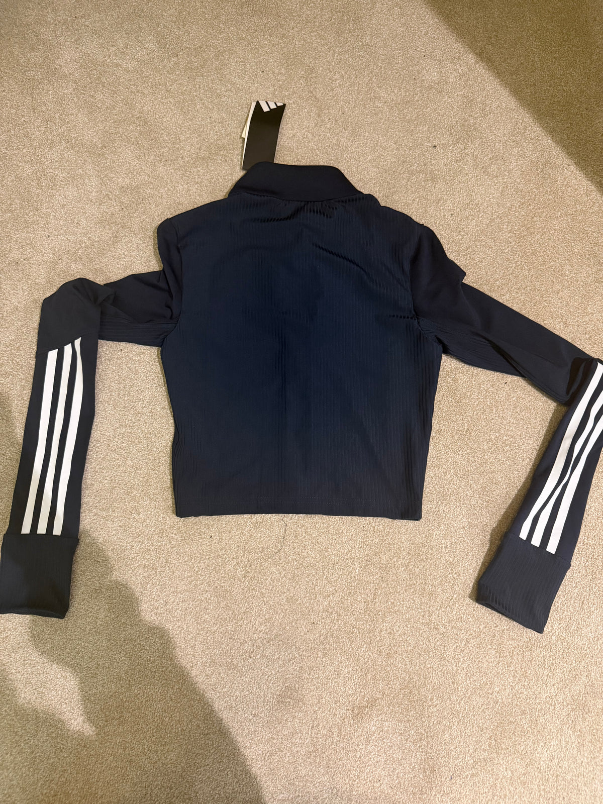 adidas Women's Black/White Cropped Track Jacket XS Full Zip Lightweight