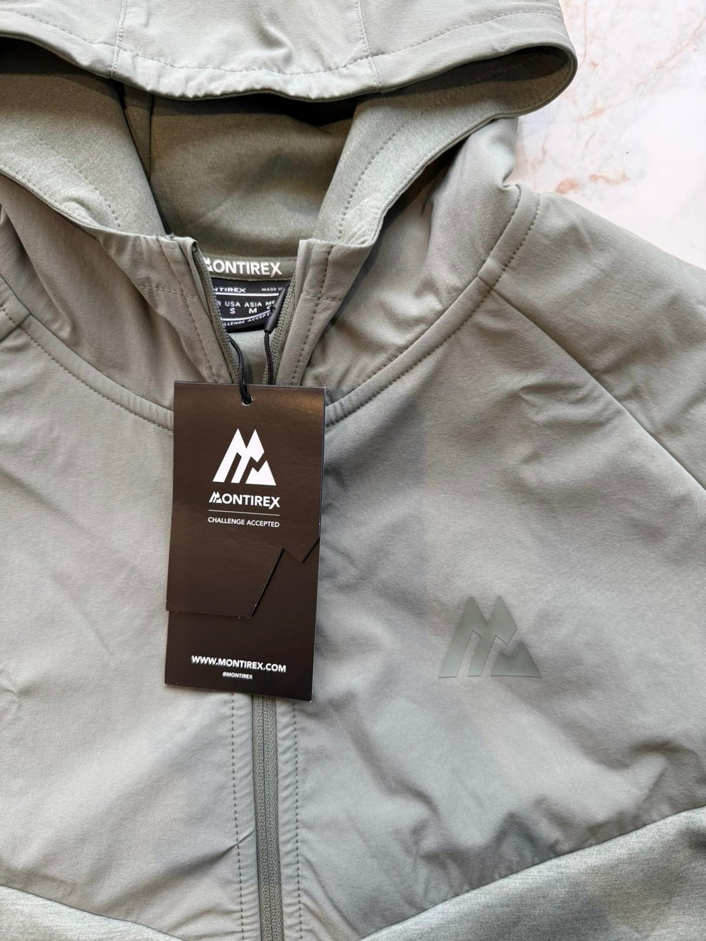 Montirex Men's Green Full Zip Fleece Hooded Hoodie w/ Logo Pockets Size S FITS MEDIUM
