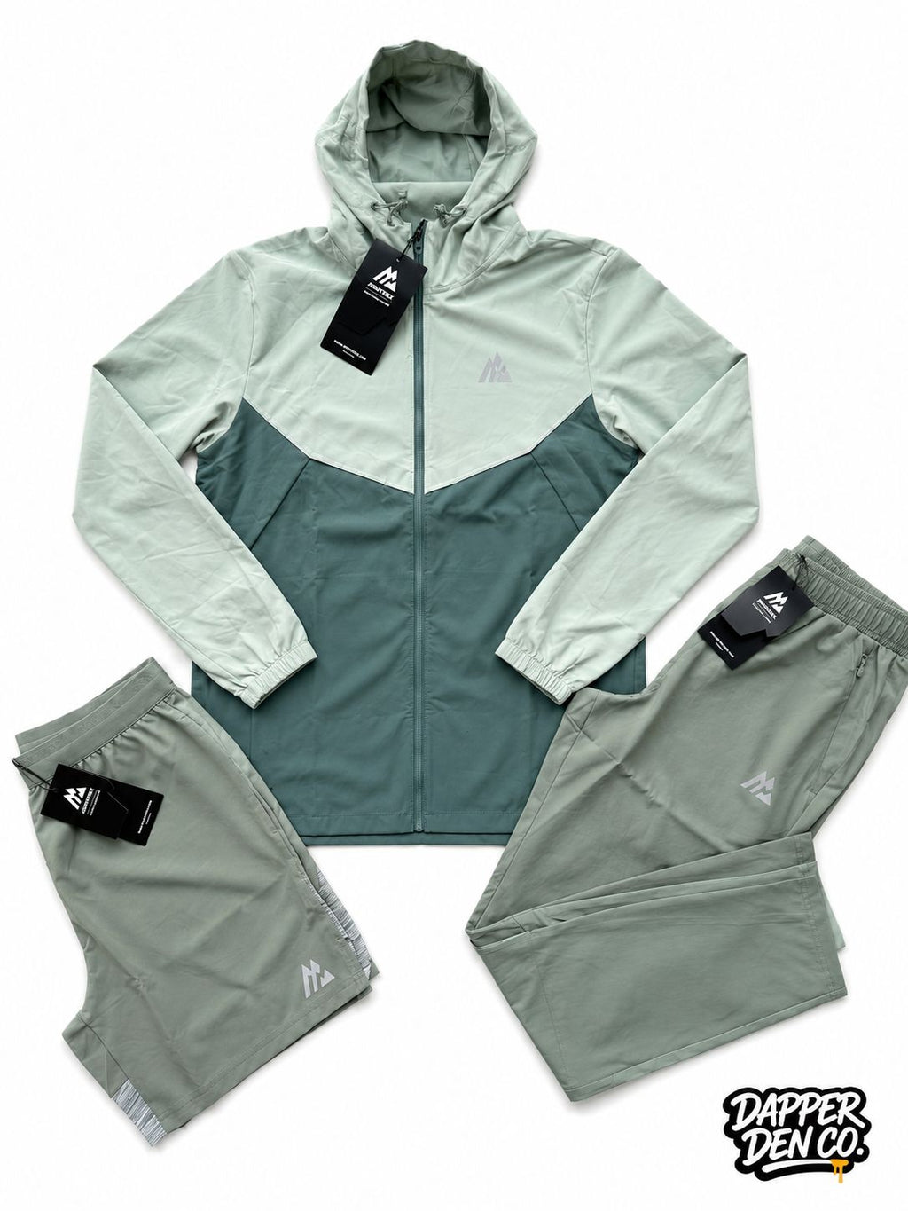 Montirex Men's 3pc Colourblock Tracksuit Set Hooded Zip Jacket Pants Shorts S