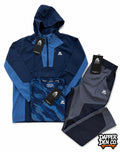 Montirex Men's 3pc Tracksuit Set Hooded Full Zip Jacket Tee Pants Blue XL