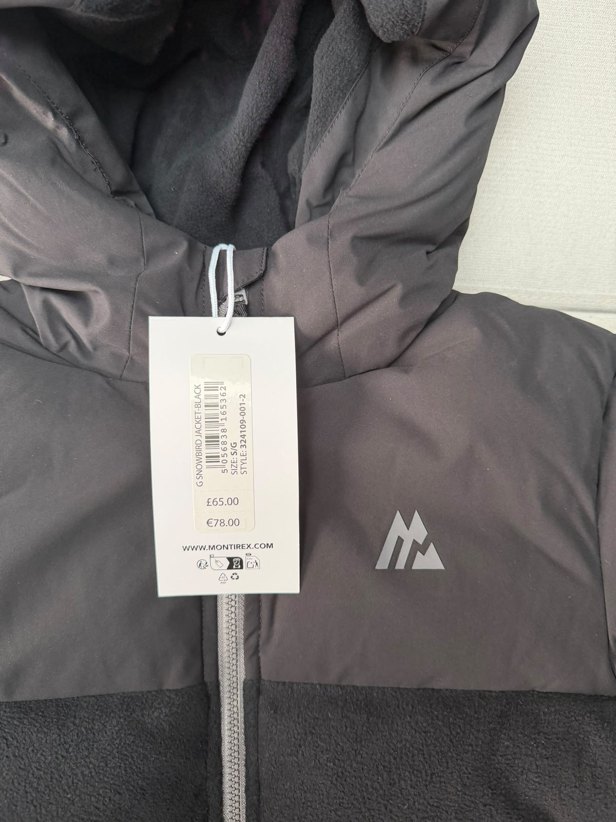 Montirex Girls Black Puffer Jacket Hooded Full Zip Fleece Lined Pockets 5-6Y