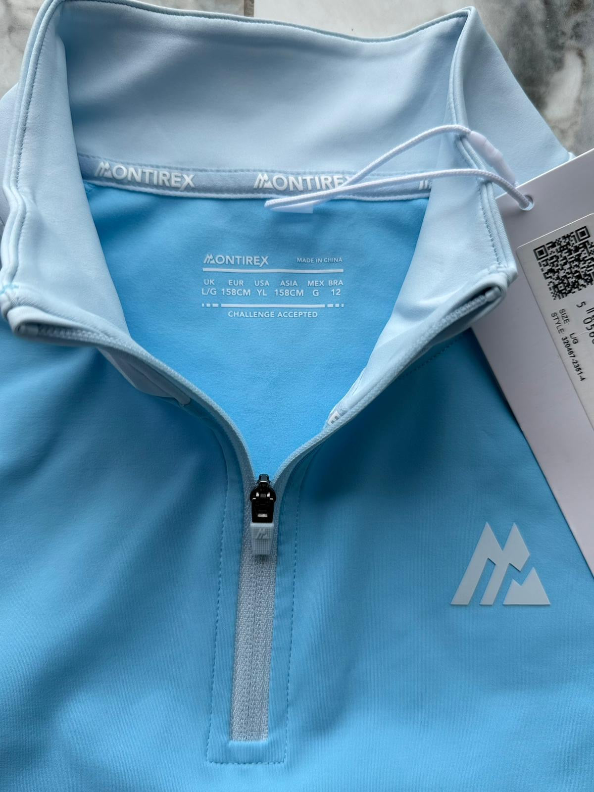 Montirex girls 1/4 Zip Collared Colourblock Activewear Top Blue Size L