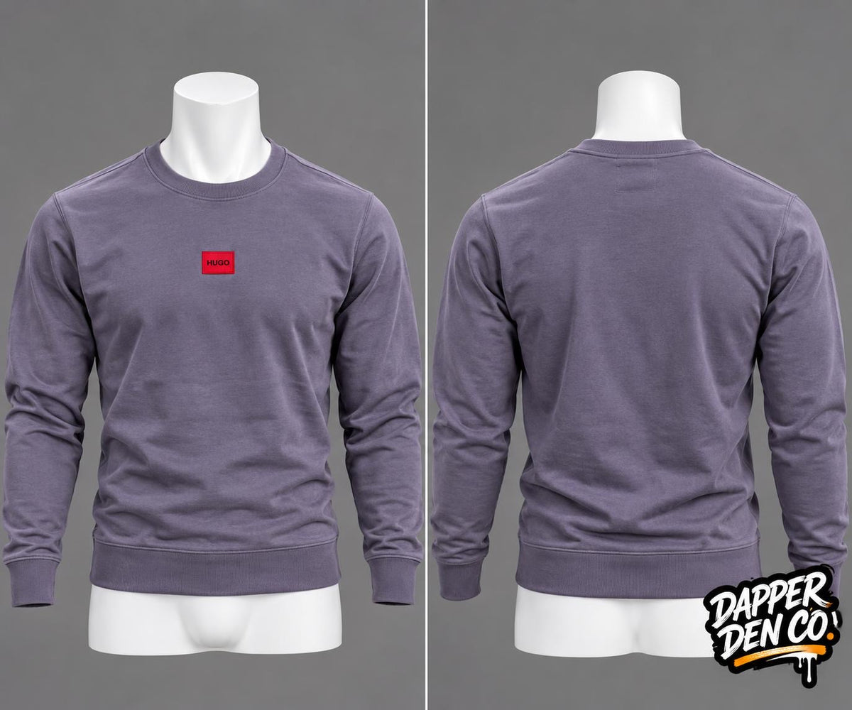 HUGO Men's Purple Pullover Crew Neck Sweatshirt w/ Logo Long Sleeve Size M