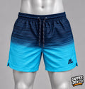Montirex Men's Swim Shorts S Blue/Aqua Striped Gradient Elastic Waist Mesh Lined