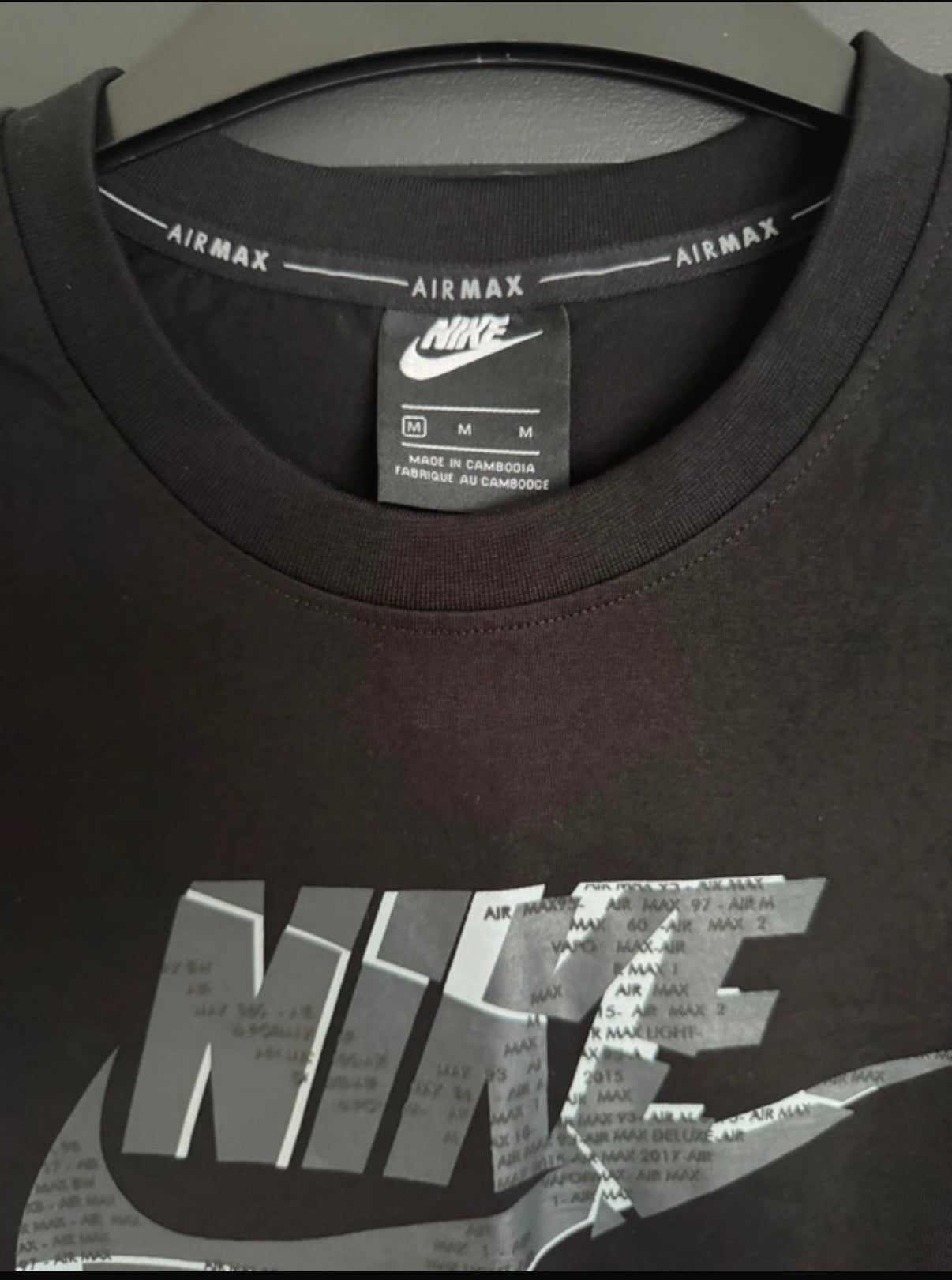 Nike Air Max Men’s Black Crew Neck Short Sleeve Graphic Logo T-Shirt Size M