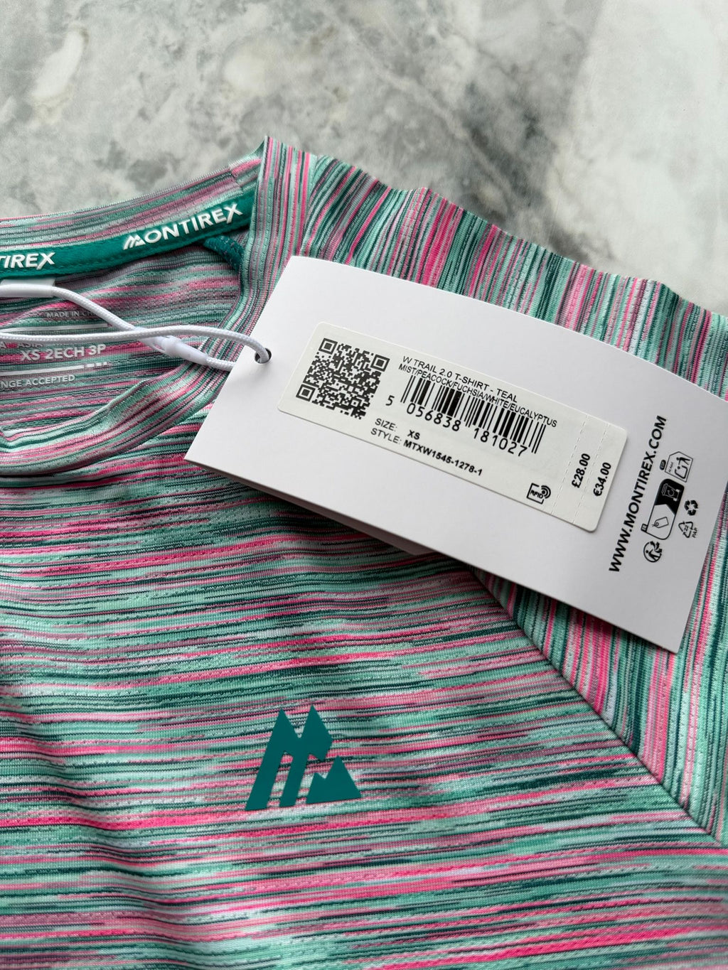 Montirex W Trail 2.0 Lightweight Athletic Fit T-Shirt Pink Green Grey XS
