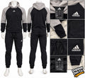 adidas Men's Logo 2pc Fleece Hoodie & Track Pants Set Pockets Black/Grey S