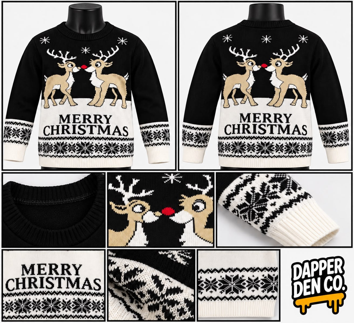 Unisex Adults Christmas Reindeer Fair Isle Knit Jumper Crew Neck XXL XXXL fit