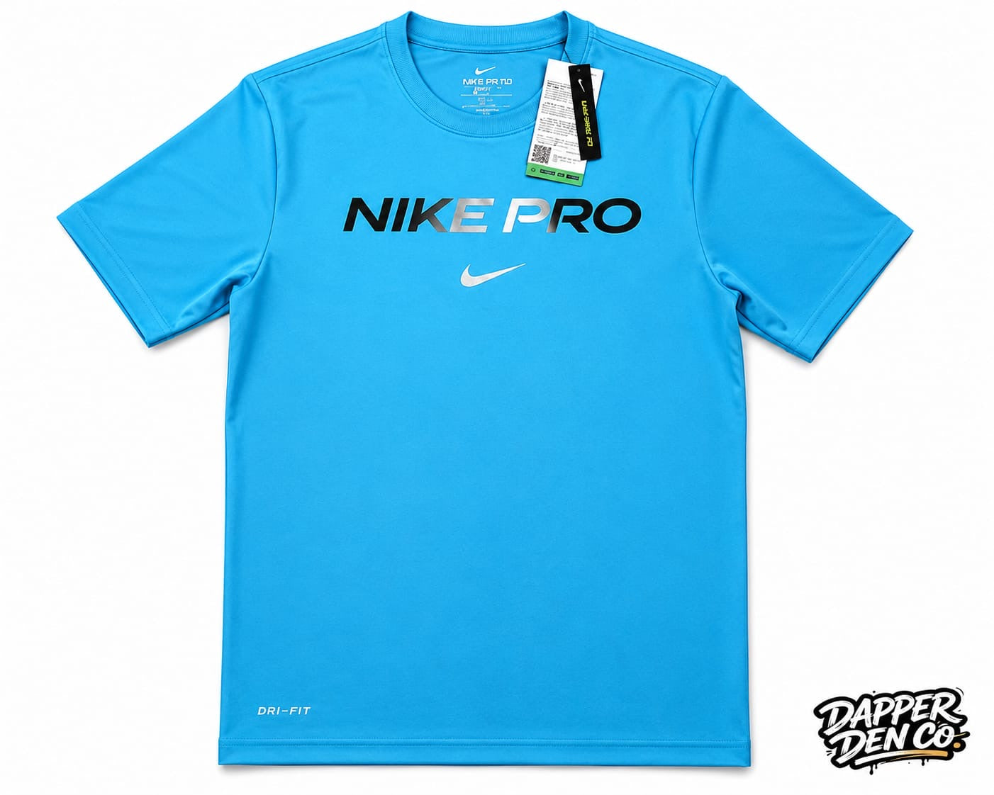 Nike Pro Dri-FIT Men's Blue Cotton Logo Crew Neck T-Shirt Size M