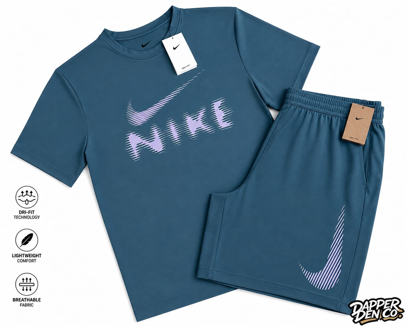 Nike Dri-FIT Men's 2pc T-Shirt & Shorts Set Pockets Drawstring Blue M
