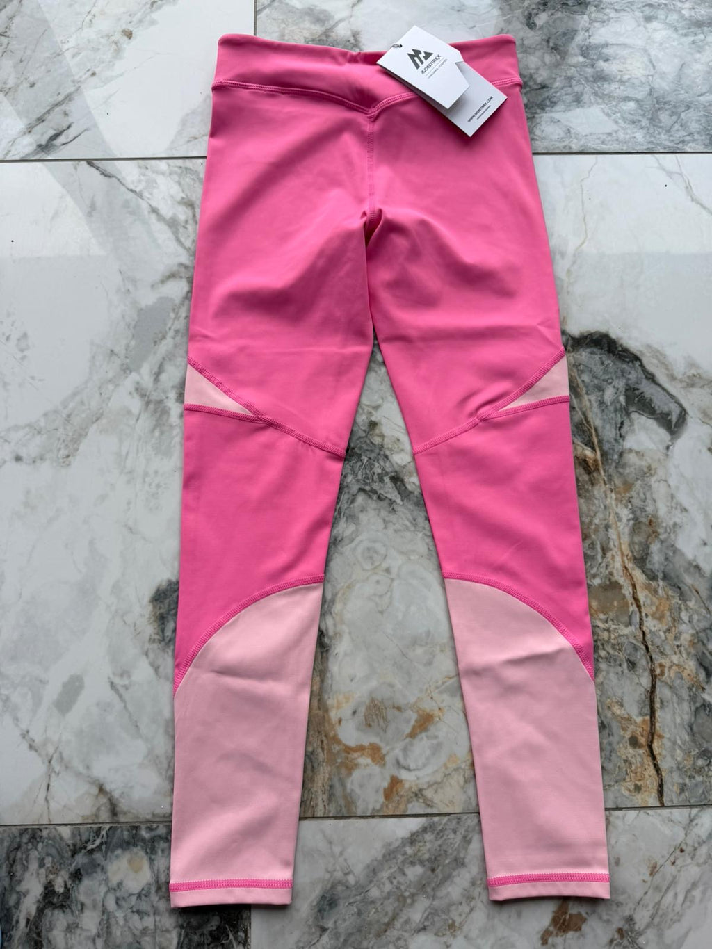 Montirex Girls Pink Colourblock Ankle Leggings Stretch Gym Training Size M