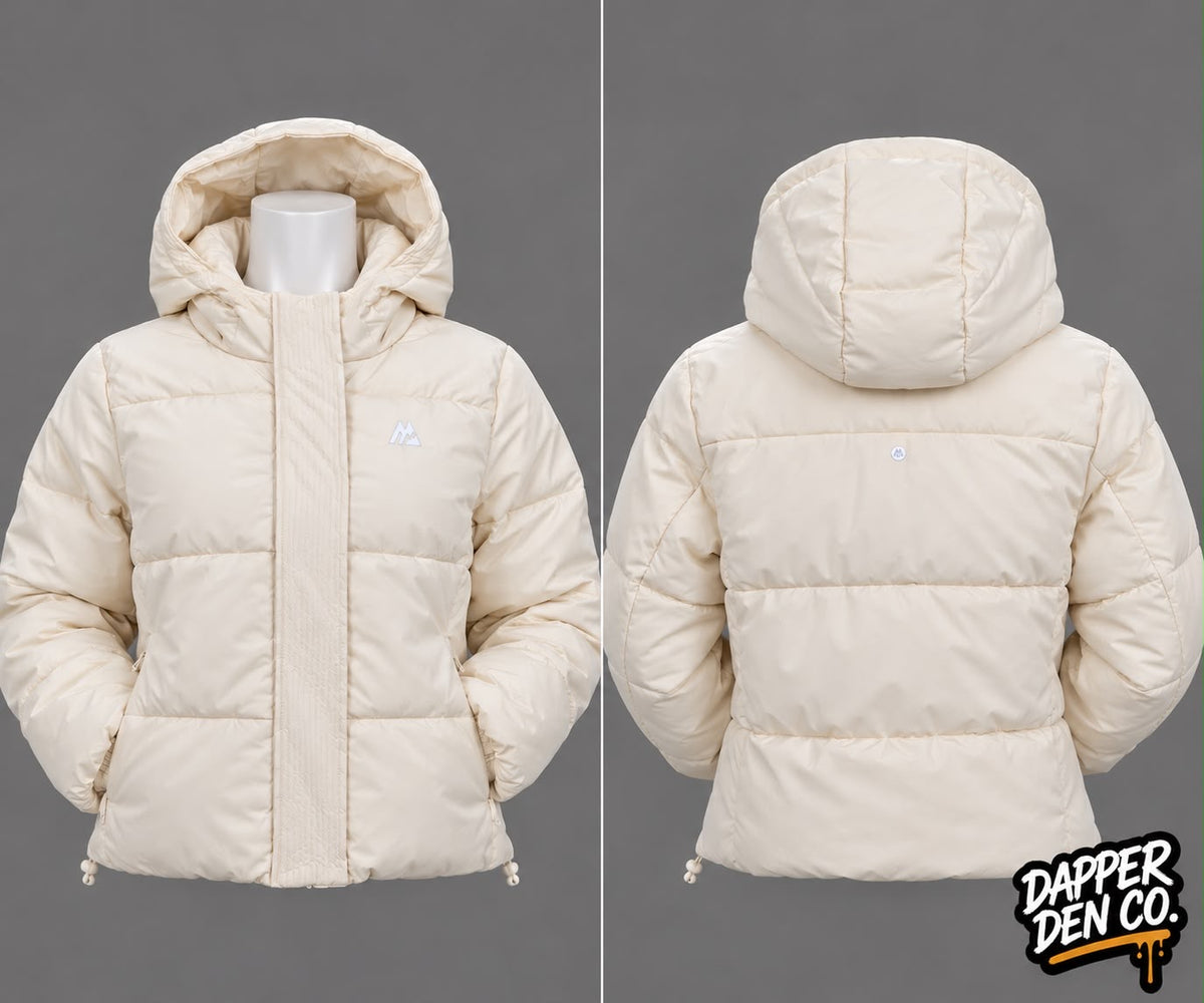 Montirex ALTA  IV Womens Hooded Full Zip Puffer Jacket Beige Size M