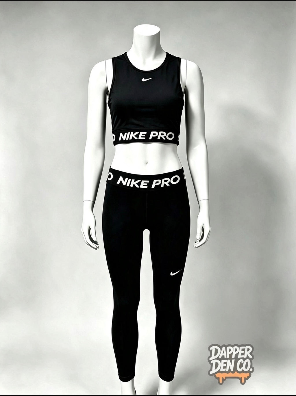 Nike Pro Dri-FIT Women's Crop Top & Full Length Nike Pro Leggings Black Size S