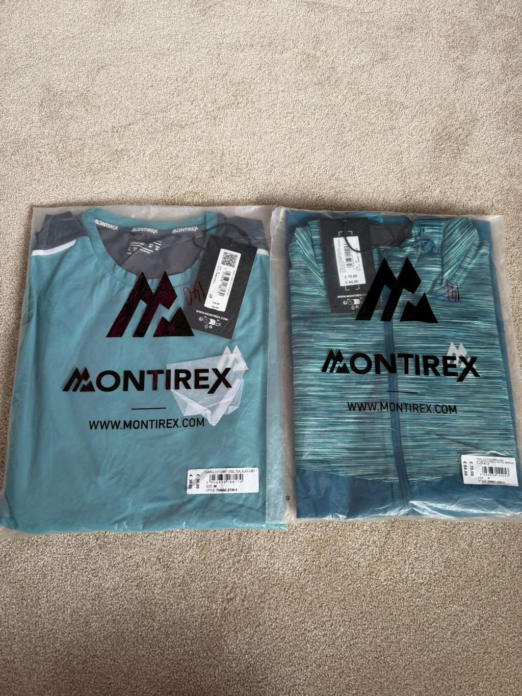 Montirex Trail windbreaker & Dri Fit T-Shirt set. Size Medium