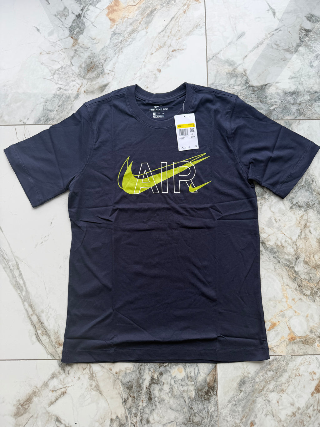 Nike Air Men’s Navy Logo Graphic Print Crew Neck Short Sleeve T-Shirt S