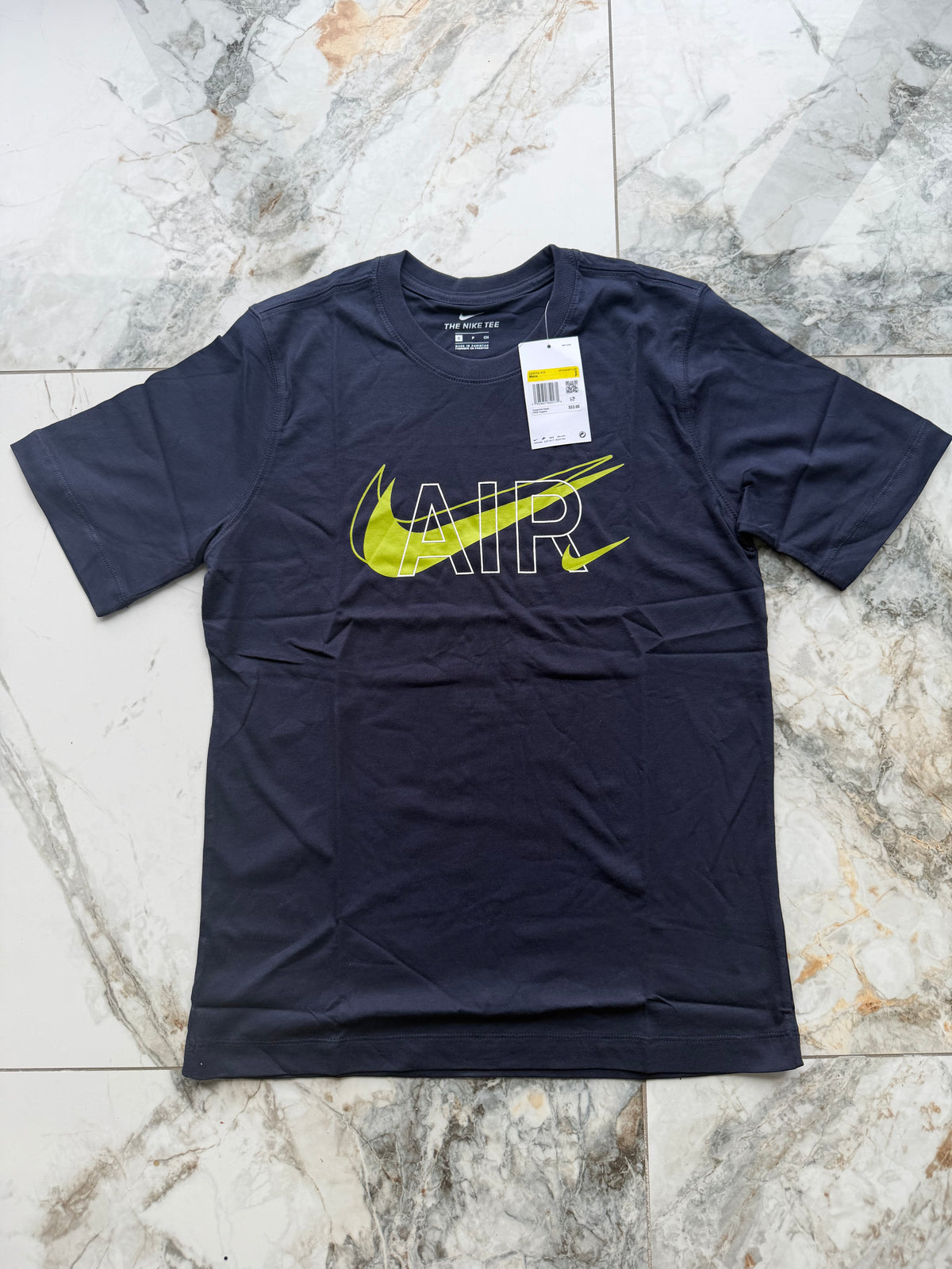 Nike Air Men’s Navy Logo Graphic Print Crew Neck Short Sleeve T-Shirt S