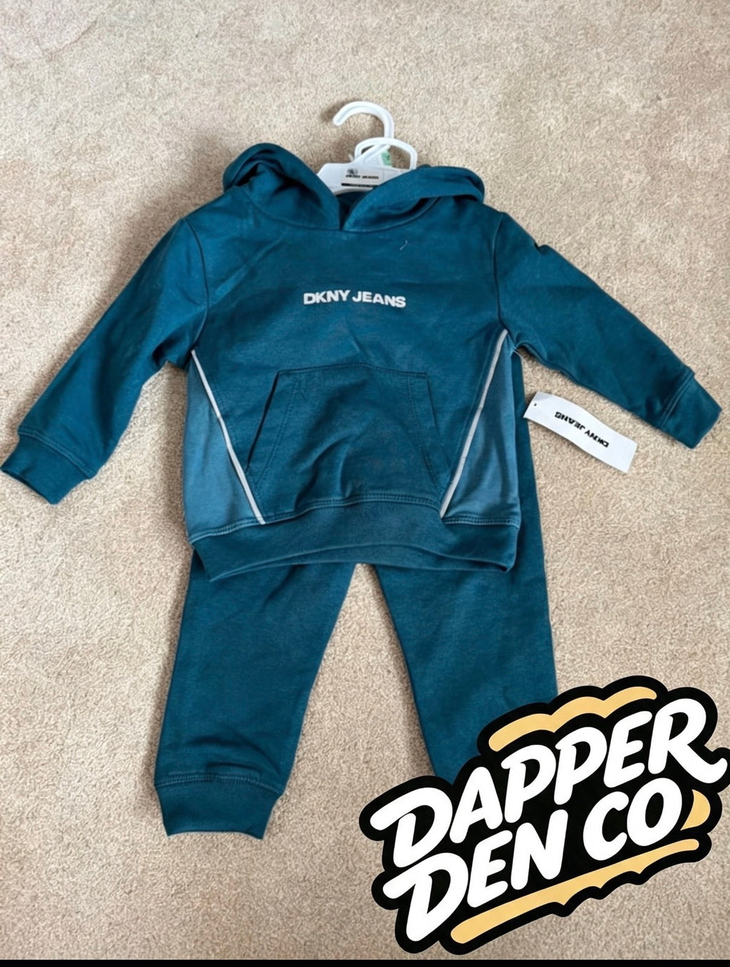 DKNY Jeans 2pc Fleece Logo Hoodie & Joggers Set Blue 12-18 Months