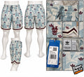 adidas Men's Athletic Shorts UK M Blue/White/Burgundy AOP Mesh JC5973