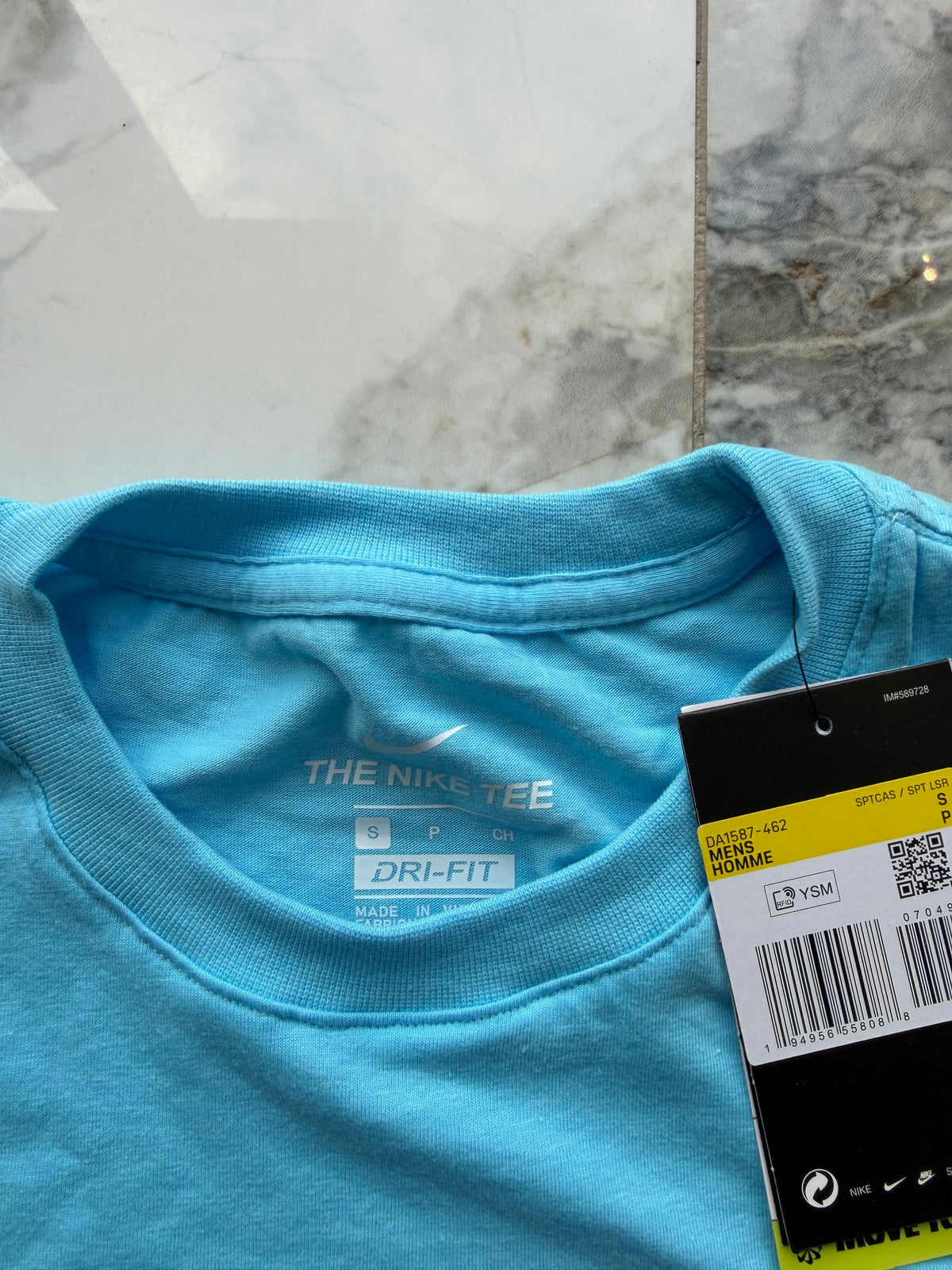 Nike Pro Dri-FIT Men's Blue Logo Crew Neck Short Sleeve T-Shirt Size S