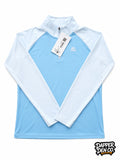 Montirex girls 1/4 Zip Collared Colourblock Activewear Top Blue Size L