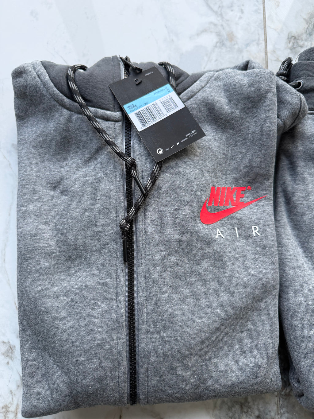 Nike Air Men's 2pc Hoodie & Track Pants Tracksuit Full Zip Pockets Grey Medium