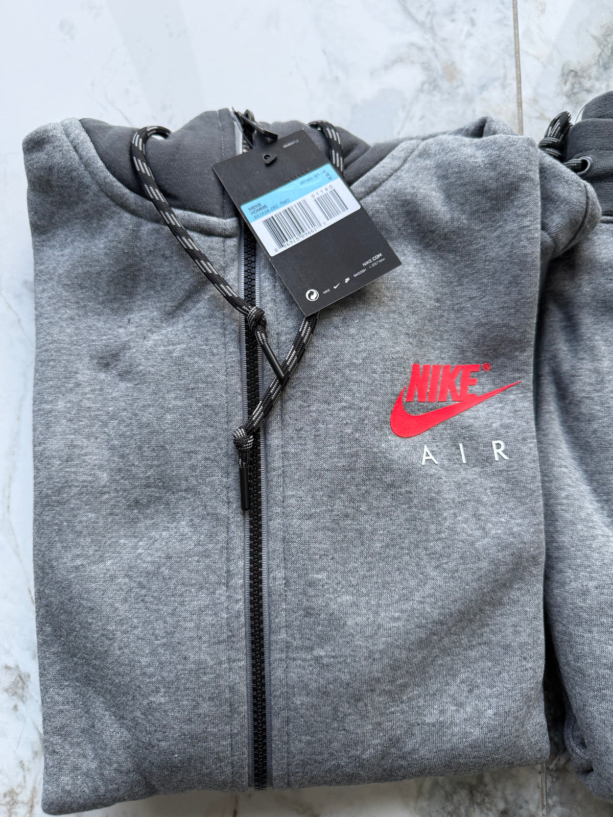 Nike Air Men's 2pc Hoodie & Track Pants Tracksuit Full Zip Pockets Grey Medium