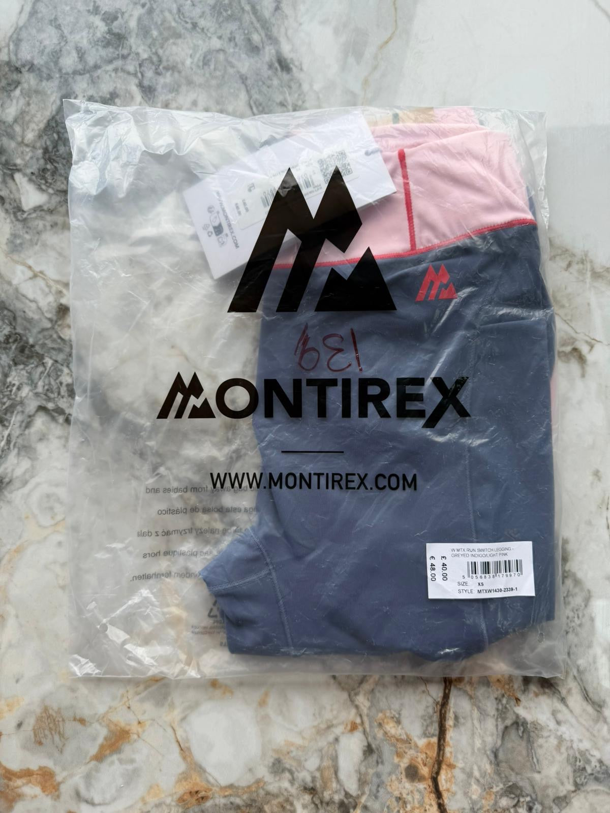 Montirex MTX Run Colourblock High Rise Ankle Leggings Pockets XS Blue/Pink