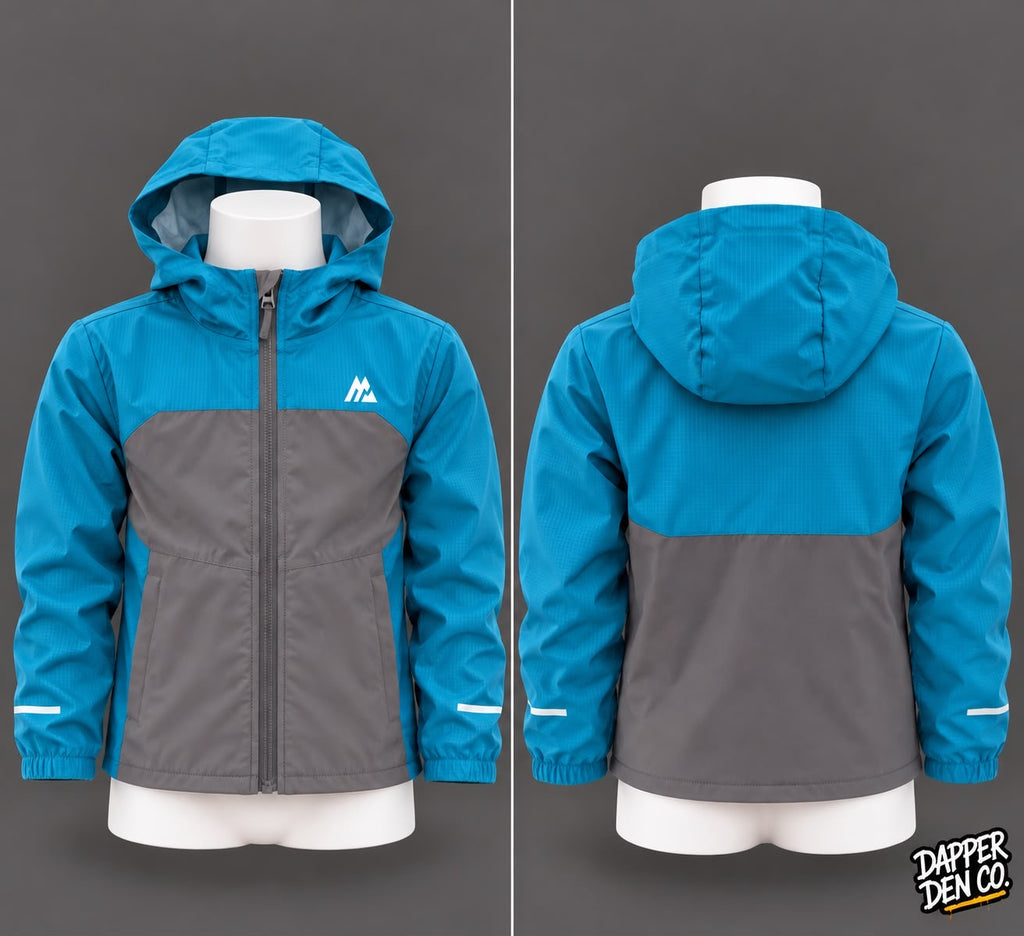 Montirex Boys Hooded Full Zip Jacket Blue/Grey 5-6 Years Ripstop Rain Coat