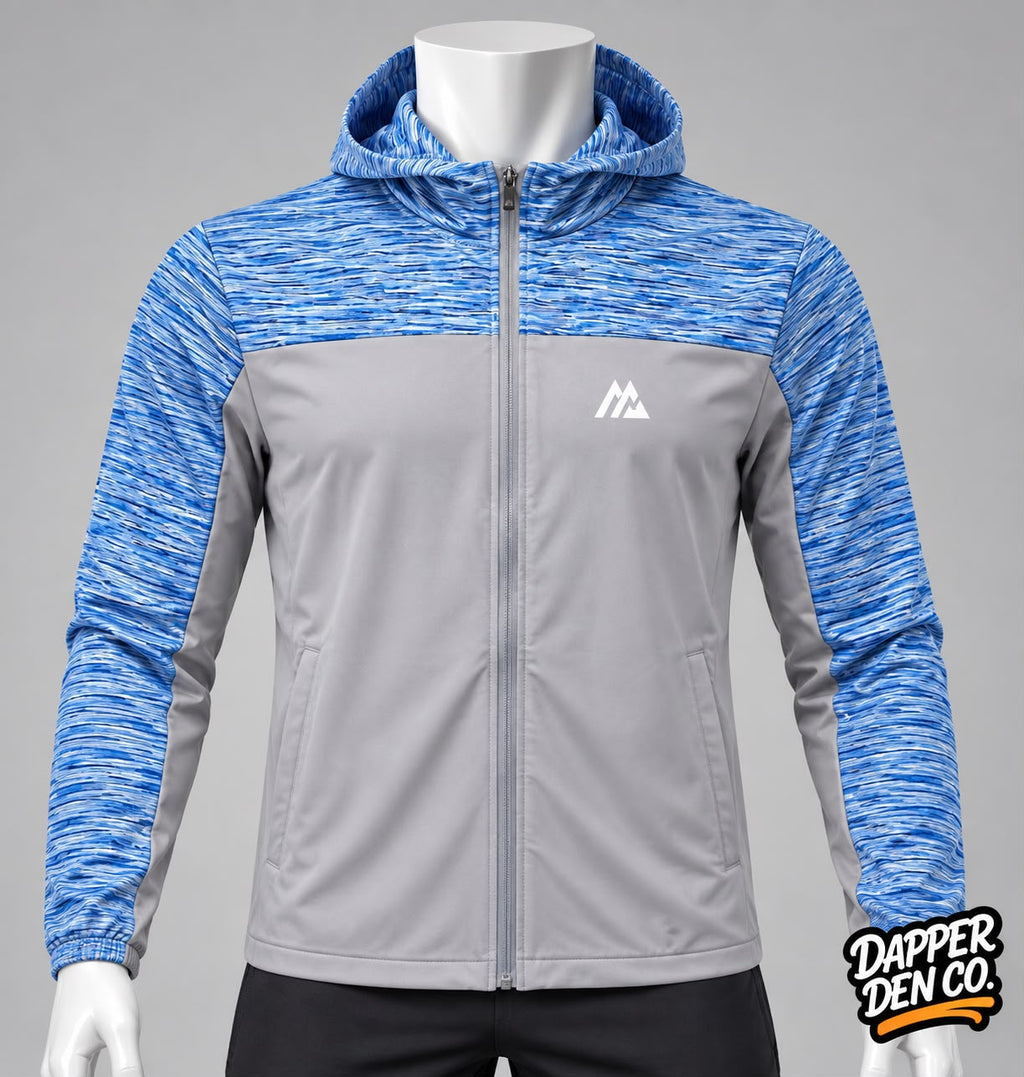 Montirex BOYS B Trail Hooded Full Zip Windbreaker Jacket Blue/Grey XS