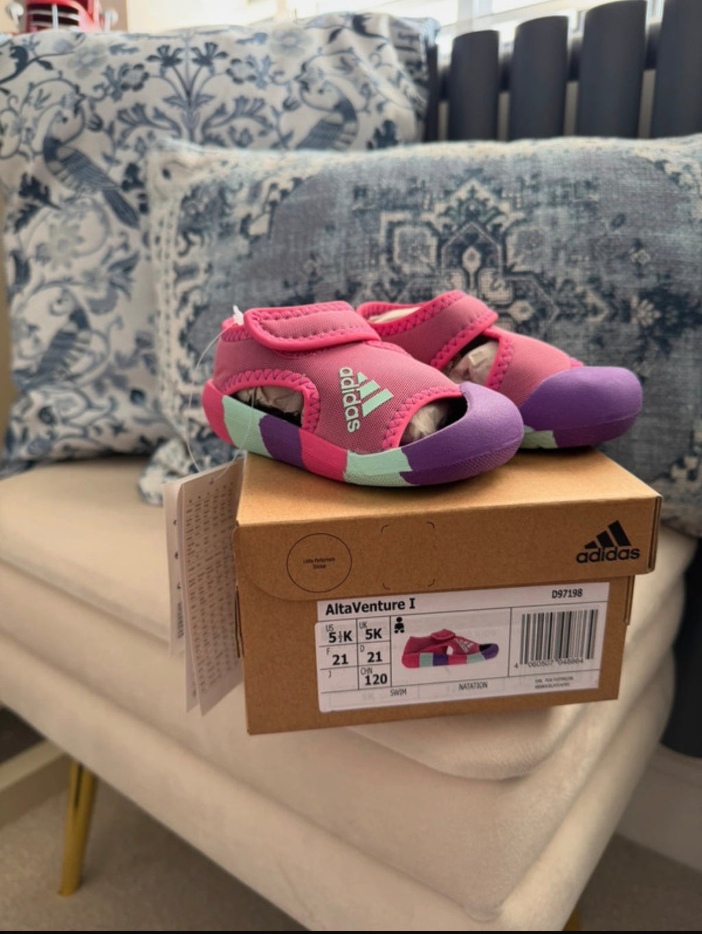 adidas AltaVenture I Baby Sandals Pink/Purple/Mint UK 5 EU 21 D97198