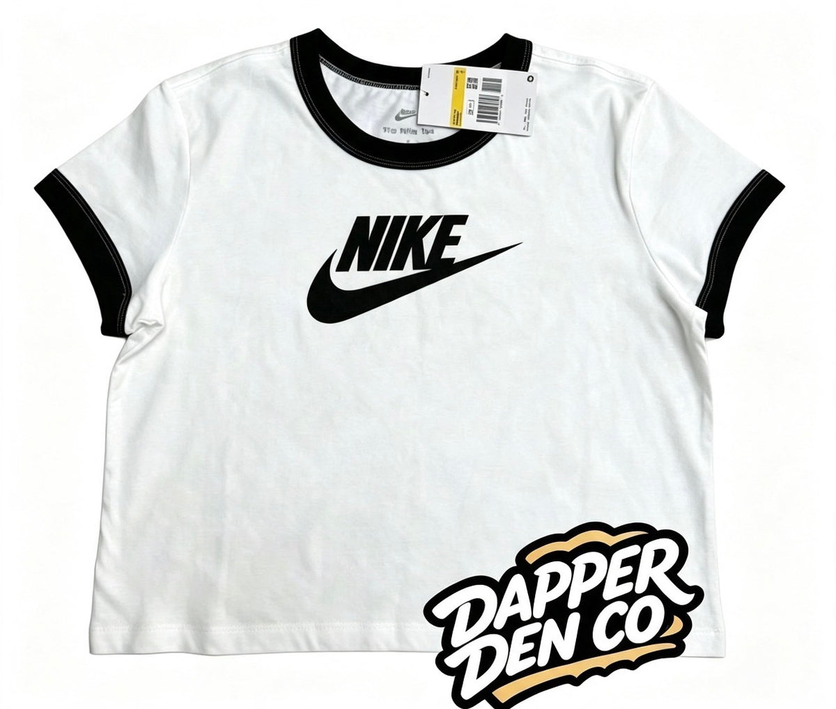 Nike Women’s The Nike Tee White/Black Logo Crew Neck Cotton Jersey T-Shirt S