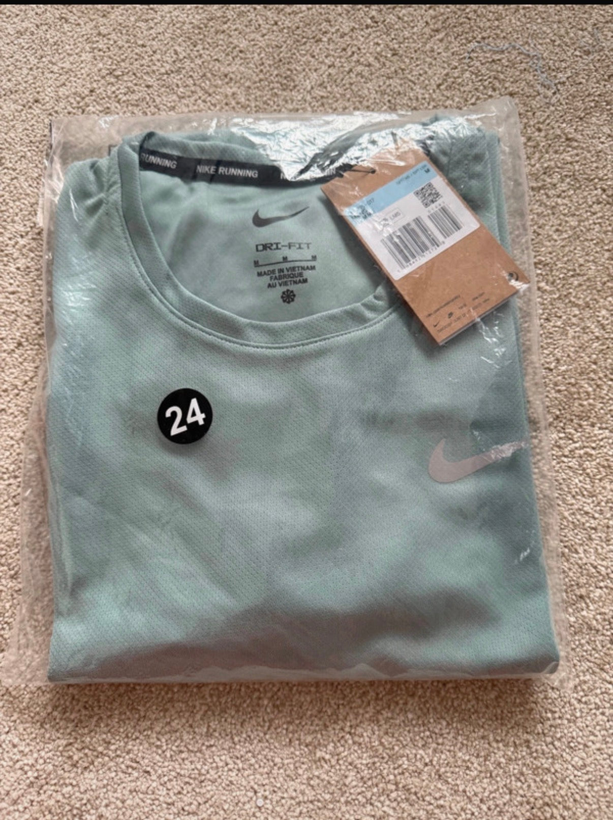 Nike Dri-FIT Men's Green Polyester Logo Crew Neck Running T-Shirt Size M DV9315