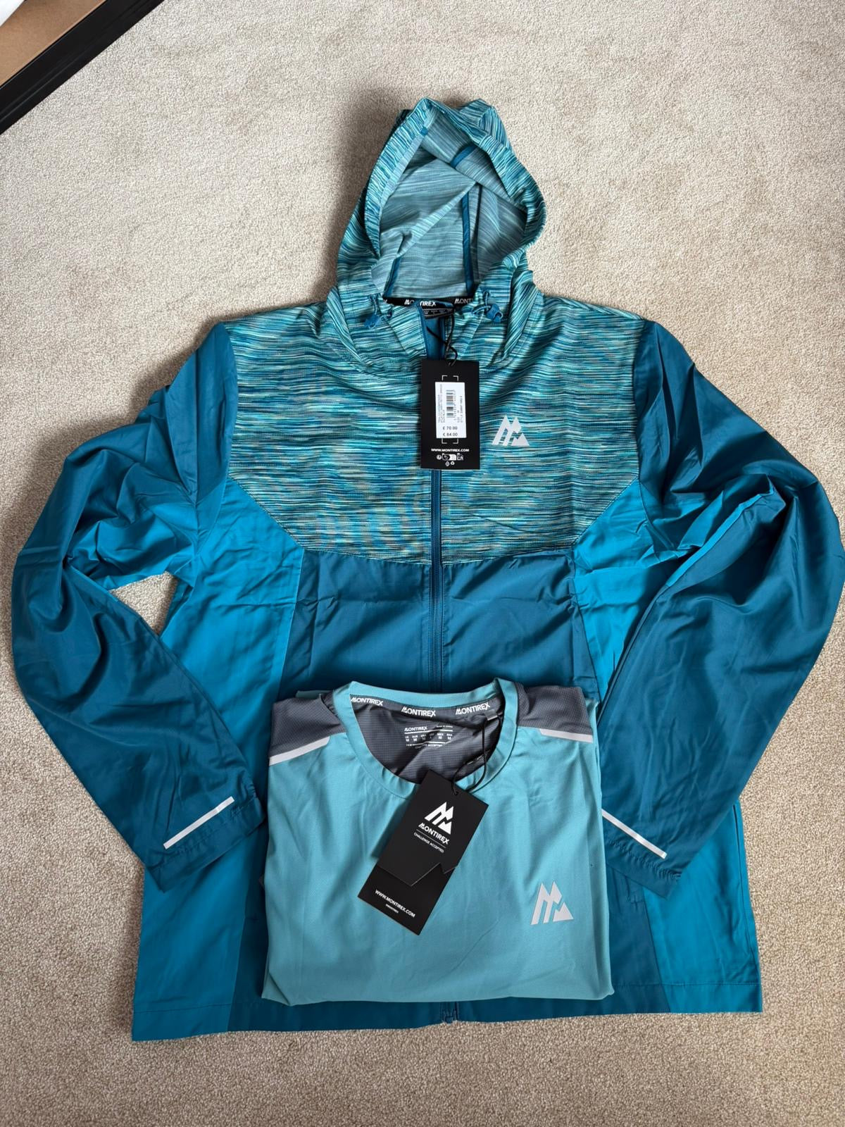 Montirex Trail windbreaker & Dri Fit T-Shirt set. Size Medium