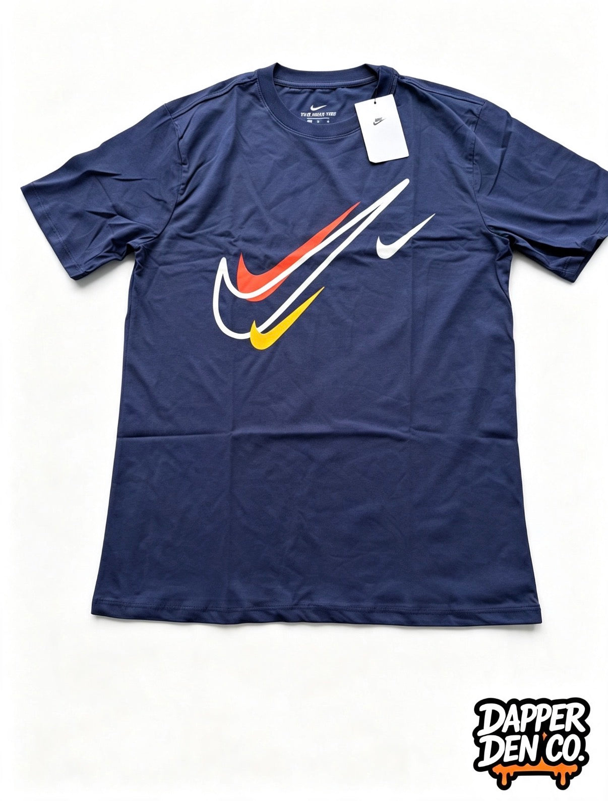 Nike Men’s Navy Logo Graphic Print Crew Neck Short Sleeve T-Shirt LARGE