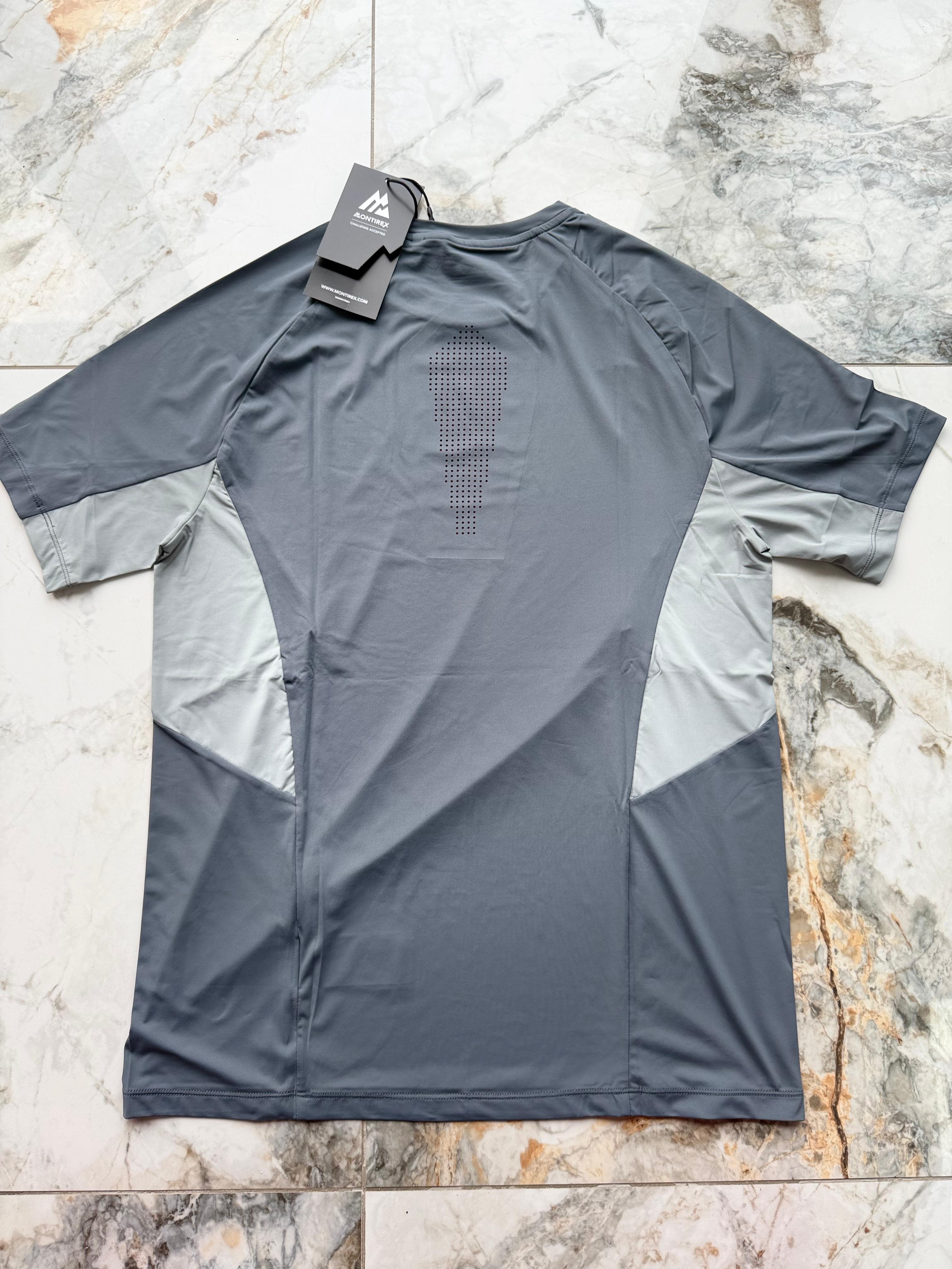 Montirex Men's Grey Polyester enduranceBreathable Logo Crew Neck TShirt Size XS