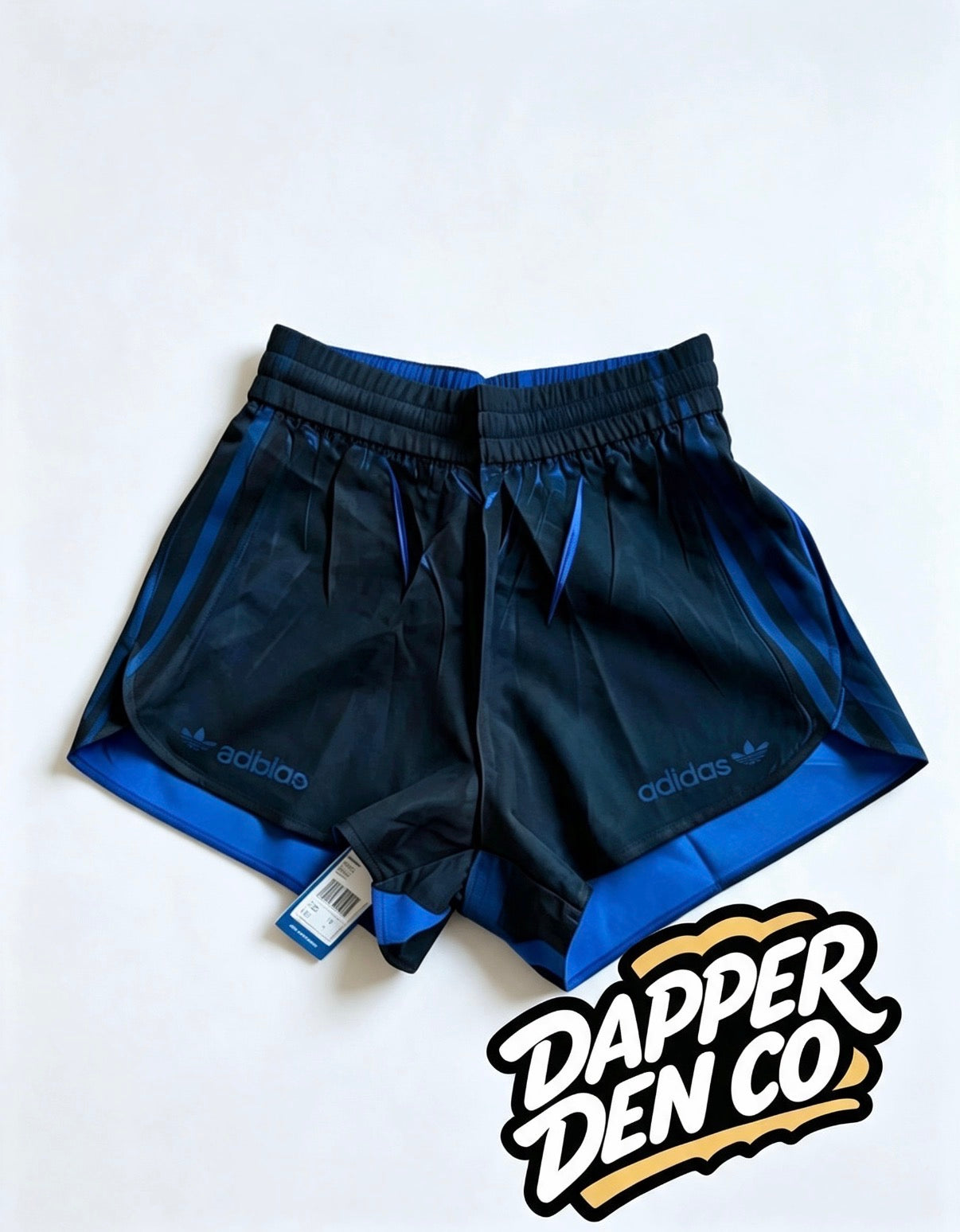 adidas Women’s Athletic Shorts L 34in Waist Blue/Black Striped HC0453 8-10size